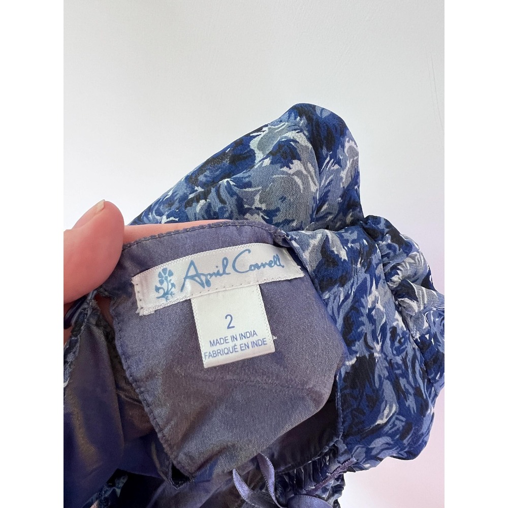 Girls April Cornell Dress‎ Blue Floral Rayon Lined Crochet Trim Toddler Size 2/3 - Picture 5 of 8